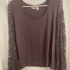 Willow & Root XL Brown Long Sleeve Lace Top